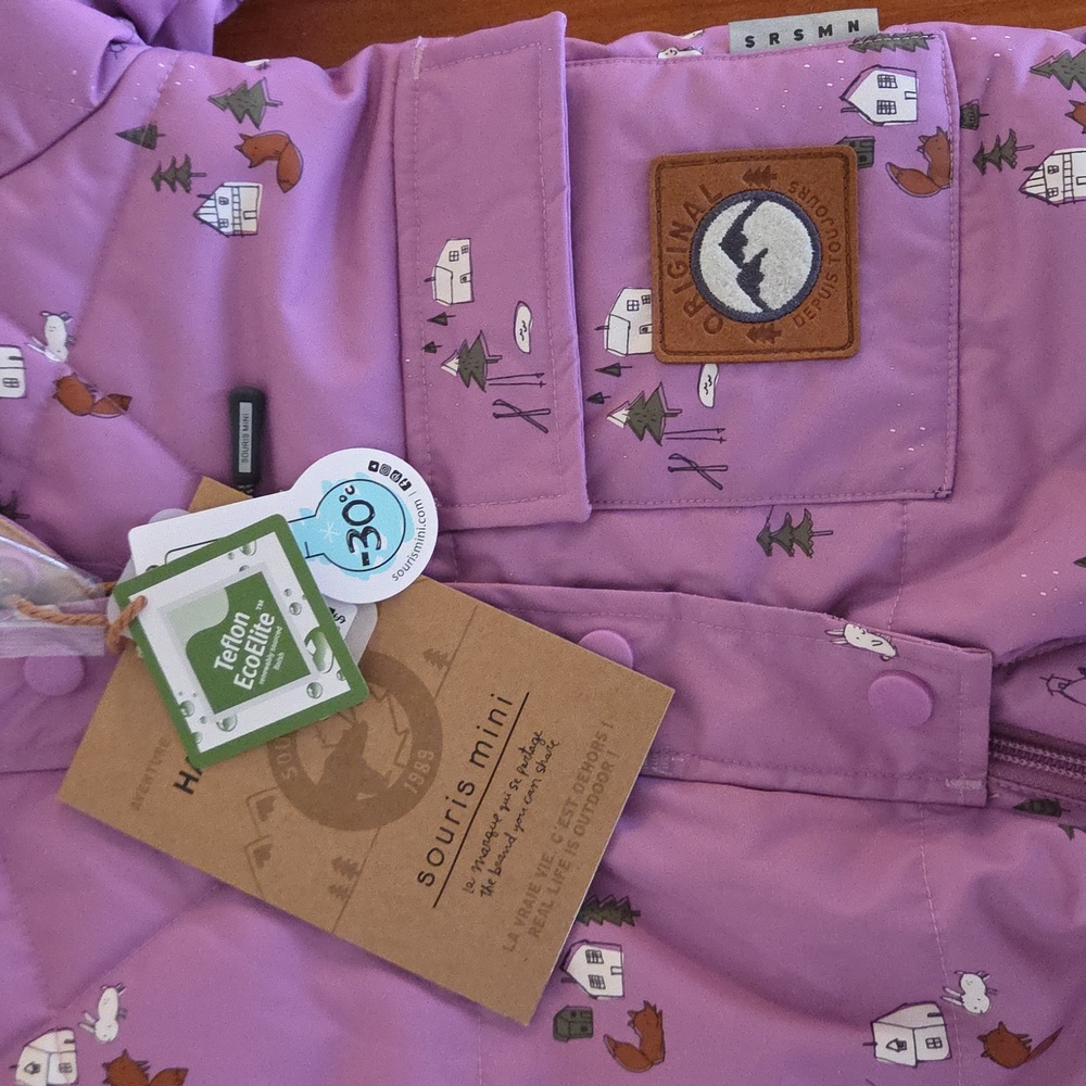 Souris Mini 6-9 Months NEW Purple Hooded Baby Waterproof Snowsuit with Fur Trim - Picture 2 of 14